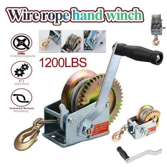 ASLI KATROL MANUAL MINI WINCH TANGAN 360KG KAPASITAS 800LBS PANJANG KABEL BAJA