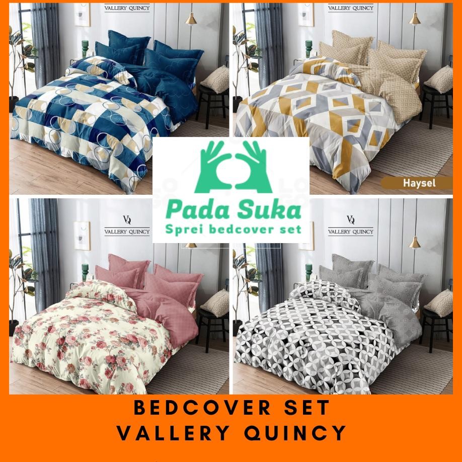 Bed Cover Vallery Quincy 180X200 Tinggi 30 Bahan Katun Jepang Adem Nyaman Halus Lembut Motif Bunga M