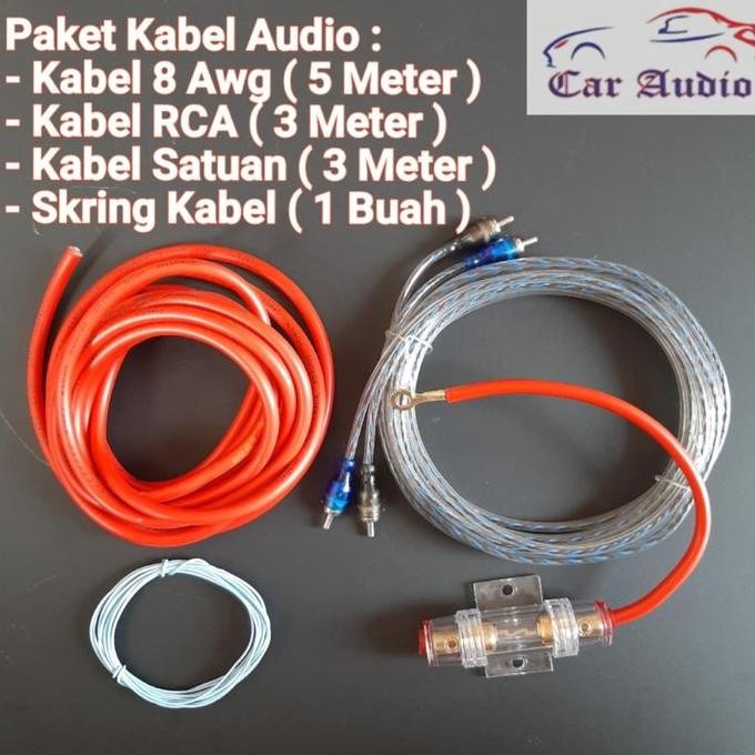 ASLI PAKET KABEL AUDIO POWER 8AWG 5 METER + RCA 3M + SEKERING AUDIO MOBIL LENGKAP