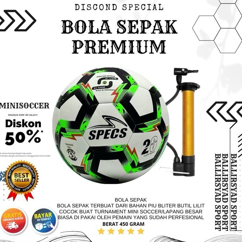 Bola Sepak SPECS Premium Original Size 5 / Bola Sepak Mini Soccer Turnament Dewasa Free Alat Pompa