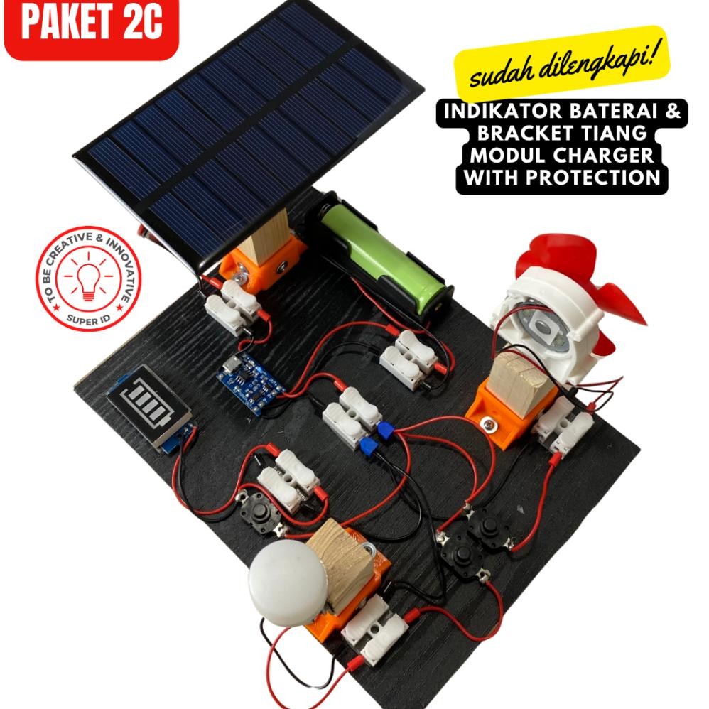 KIT EDUKASI PEMBANGKIT LISTRIK TENAGA MATAHARI SOLAR CELL PANEL SURYA PLTS GENERATOR MINI KIPAS TENA