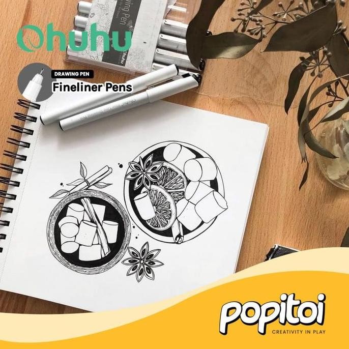 

Promo Ohuhu Fineliner Drawing Pen 8 Pcs + Brush Tip Set Pulpen Gambar Teknik