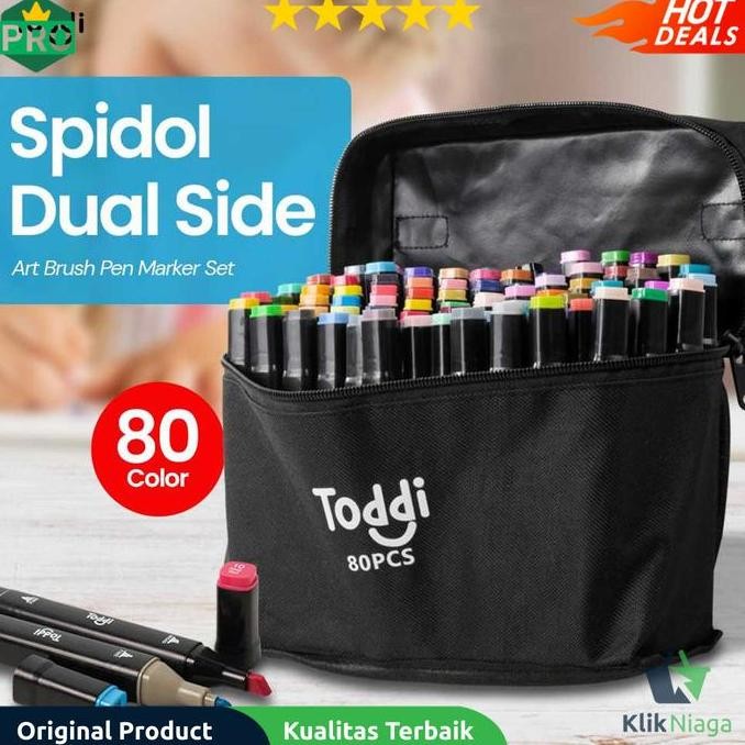 

Promo Toddi Dual Side Brush Pen Set 80 Warna Spidol Fine Art Marker