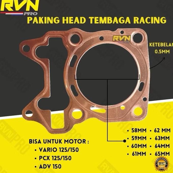 READY PACKING PERPAK GASKET HEAD TEMBAGA VARIO 125 150 PCX 150 BORE UP 58-65MM RVN RACING THAILAND