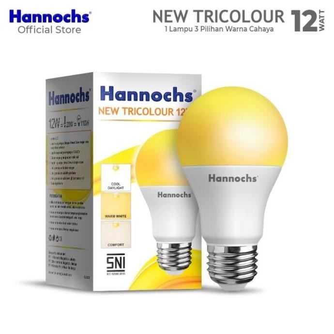 Lampu Led Bulb Hannochs 12W Hannochs Tricolour 1 Lampu 3 Pilihan Warna