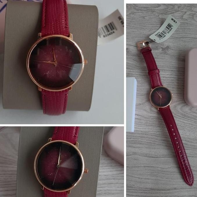 new  Ready Fossil Es4731 Watch Fuchsia Leather