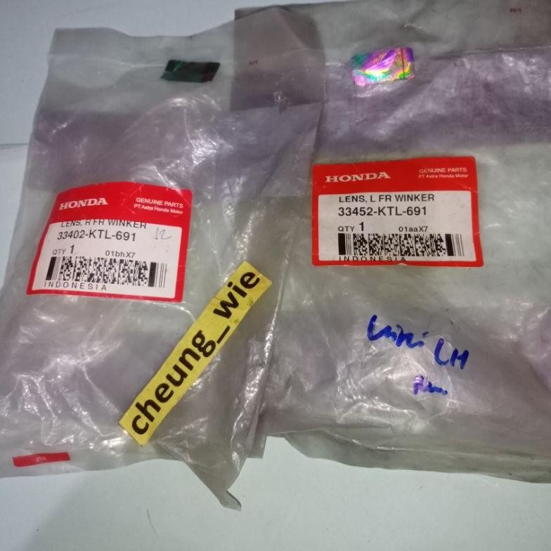 kaca mika lampu sen depan 2bh putih Honda Supra Fit New - Fit X ori AHM 33402KTL691 & 33452KTL691