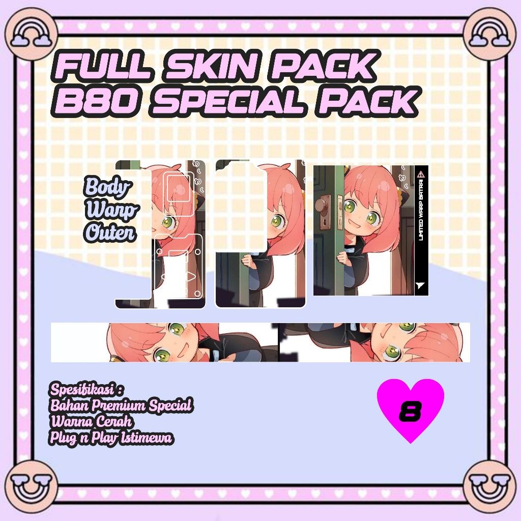 

Promo2pcs - Stiker Pack Dalam Luar Batrai B80 8 Garskin Stiker/not Case Premium Quality CustomCOD