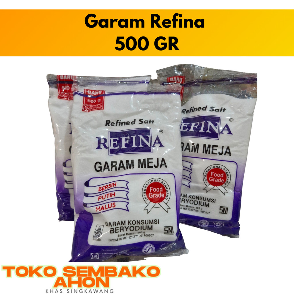 

Garam Refina 500 gram / GARAM BERYODIUM / Garam Halus Refina / Garam Masak Sehari-hari / Garam Beryodium 500gr