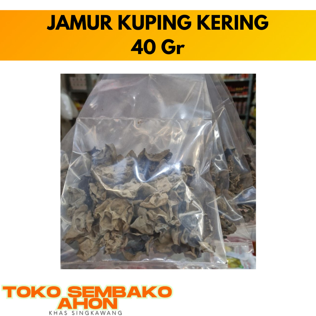 

JAMUR KUPING KERING SU Brand 40 Gr / Jamur Kuping Hitam / Jamur Kuping Kering 40gr / Su Brand Jamur Kuping / Black Fungus Dried Mushroom