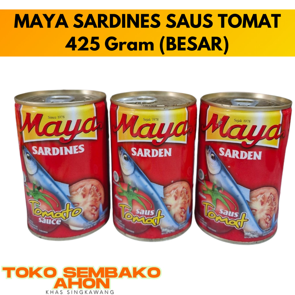 

MAYA SARDINES SAUS TOMAT 425 Gram (BESAR) / MAYA BESAR SARDEN KALENG / Sarden Maya Besar / Ikan Kaleng Maya 425g / Maya Sarden Tomat Kaleng