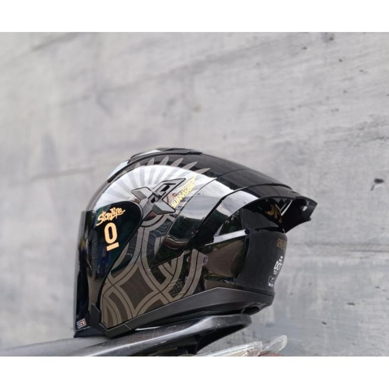 Terlaris Helm Jpx Nova X V2.0 N9 Black Nusantara, Paket Ganteng Venom Flat Visor, Slot Intercom, Dob