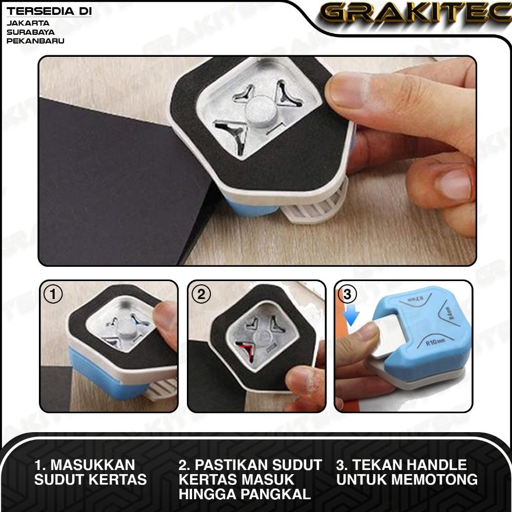 

Terbaru - Round Corner Cutter 3 in 1 Pemotong Sudut Corner Puncher Rounder Siku Pemotong Ujung Kertas Plastik pembolong kertas !!