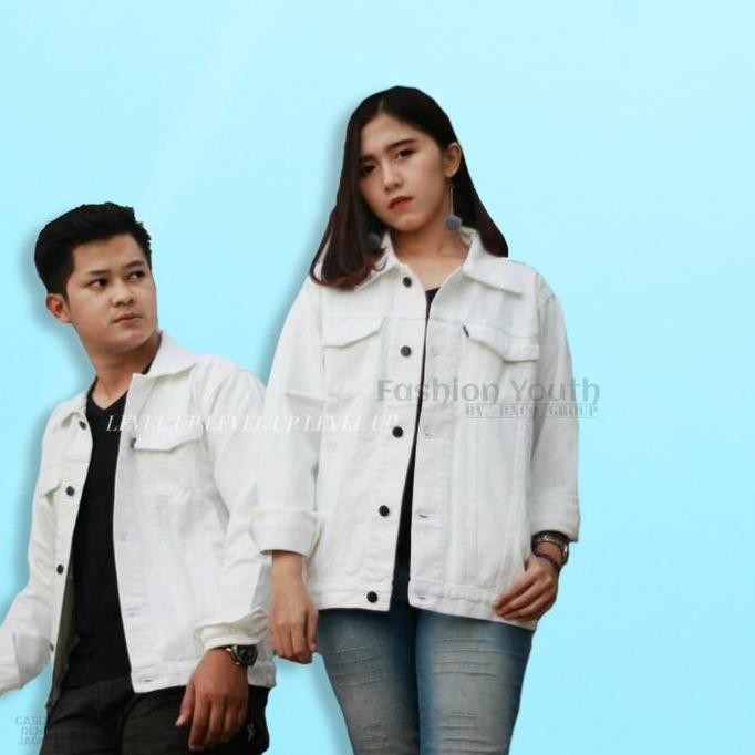COD JAKET JEANS PRIA DENIM JACKET WHITE / PUTIH