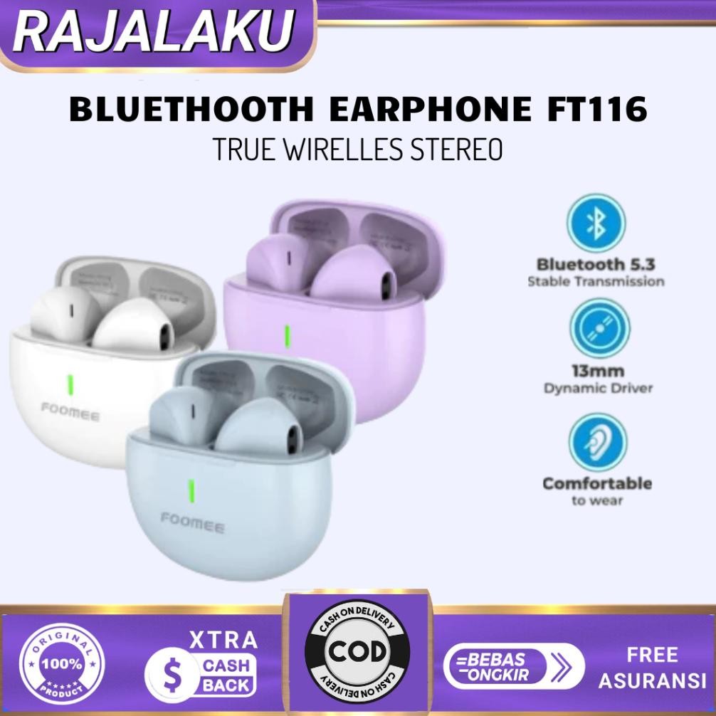 Sale Foomee True Wirelles Ft-116 | Headset Bluetooth Foomee | Tws V-Fans Wireless Stereo Earphone D-