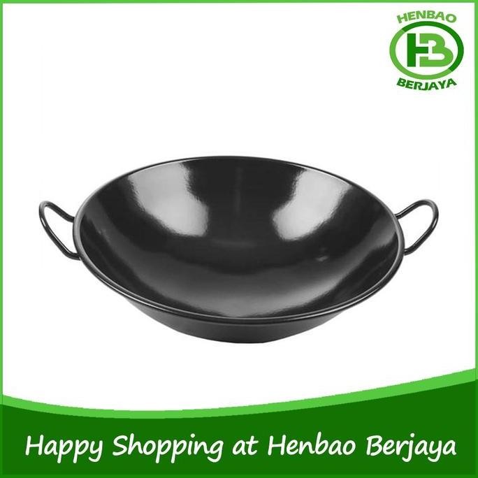 Laris Wajan Kuali Wok Hitam Enamel 40Cm Anti Lengket