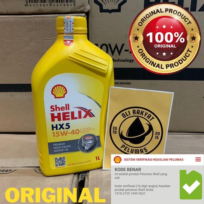 Oli Mobil Shell Hx5 15W-40 1 Liter | Oli Shell Barcode Hijau