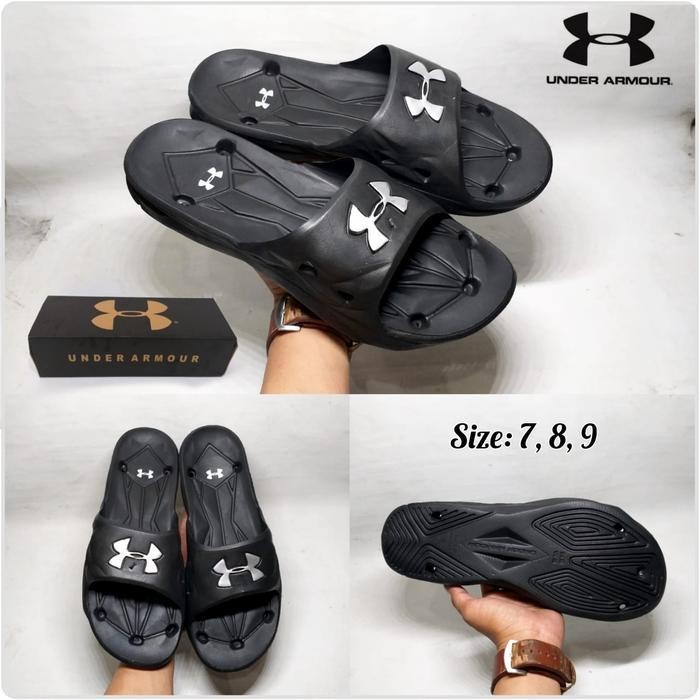 Sandal Under Armour Pria Slop Warna Black/Sandal Cowok Santai/Sendal Pria Ua