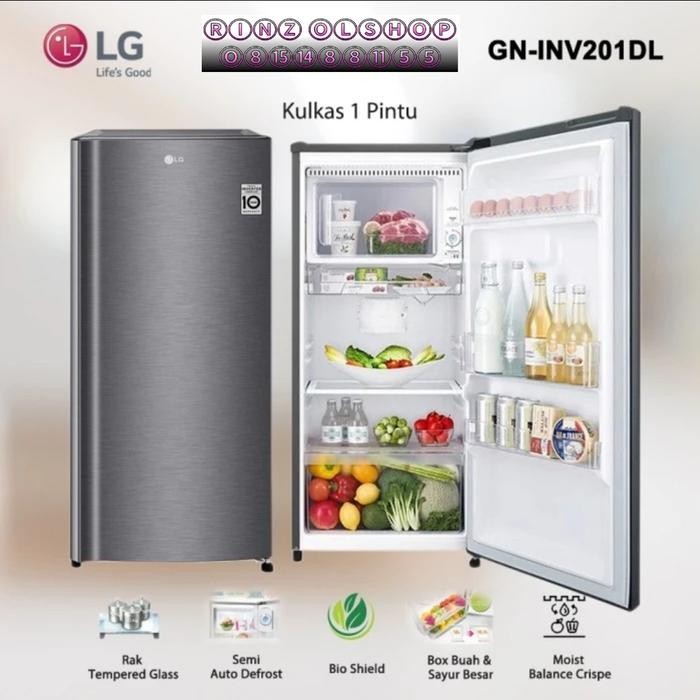 KULKAS LG INV-201DL SMART INVERTER 1 PINTU INV201DL 164 LITER