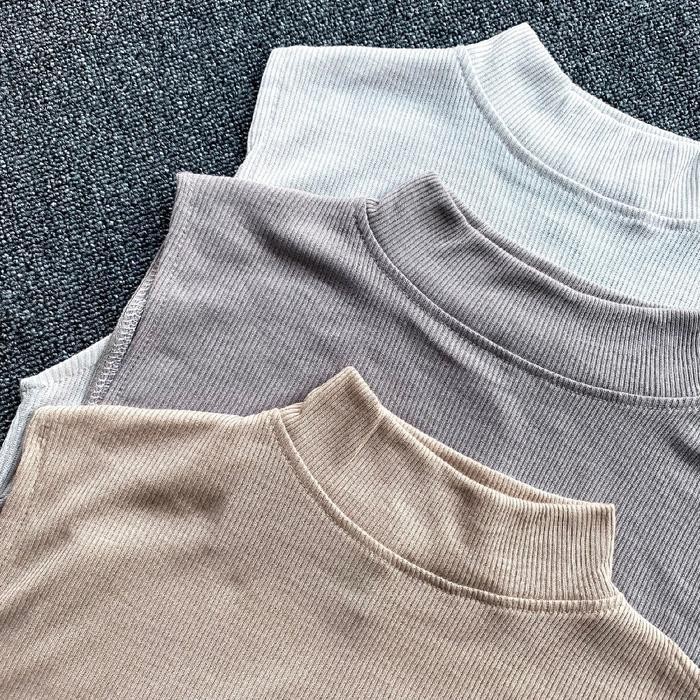 DWF Inner Turtleneck Tanpa Lengan / Baju Dalaman Wanita Manset Buntung Rib Knit
