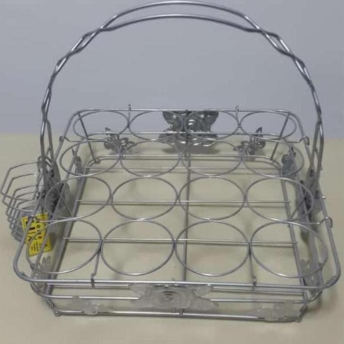 New Rak Aqua Stainless 16 Lubang. Keranjang Tempat Air Mineral Aqua Gelas