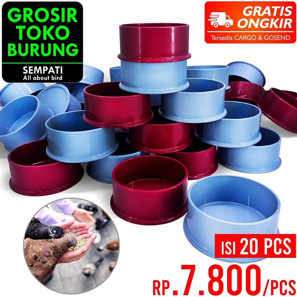 SEMPATI GROSIR Tm Cepuk Emboss Ukir Merpati Isi 20 Pcs Tm Merpati Wadah Tempat Makan Minum Burung Me