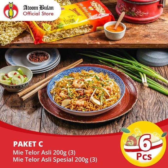 

Paket C - Mie Telor Asli Cap Atoom Bulan (3 pcs) + Spesial (3 pcs) LS
