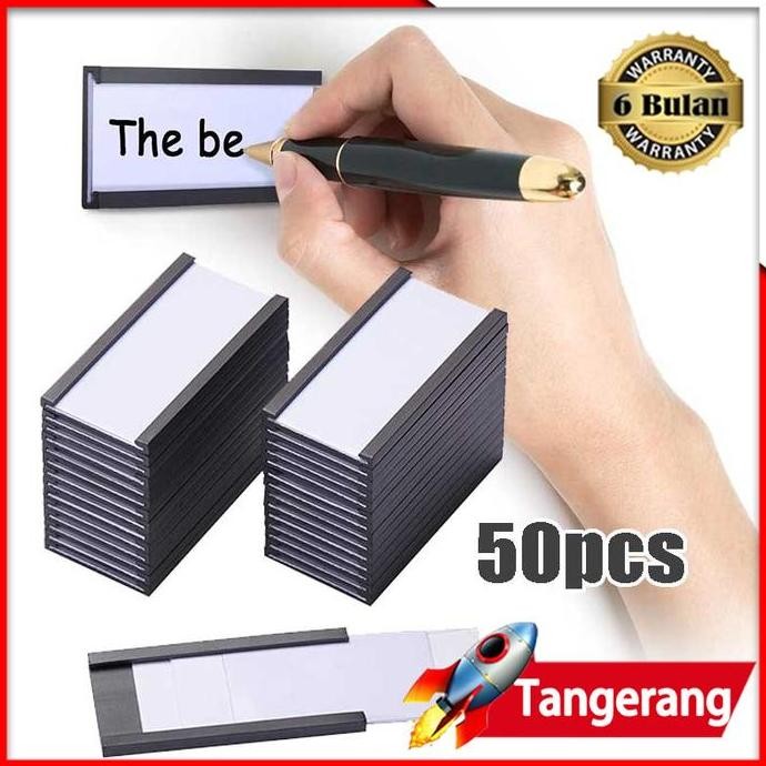 

TERLARIS - 50Pcs/Set Magnetic Label Holders with Data Card Holders Bahan Akrilik