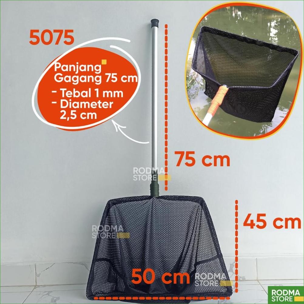 RODMA Serokan ikan besar 50 cm gagang 50 cm 75 cm aluminium serokan ikan koi nila lele gurame DiM