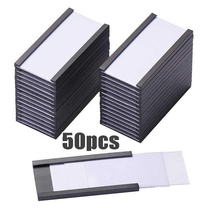 

TERBARU - 50pcs 50x25mm 75x25mm 100x30mm Magnetic Label Holder Magnetik Label Harga Dirak Price Tag Magnetik