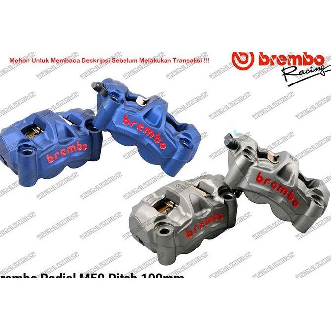Kaliper Brembo M50 100mm  Kiri Kanan Original Grey / Blue murah