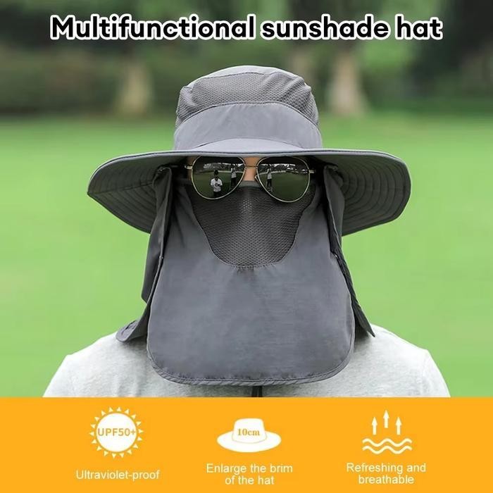 AT Topi Rimba Matahari Outdoor Hiking Pantai Gunung Berkebun Kebun Mancing Golf Bucket Visor Anti UV
