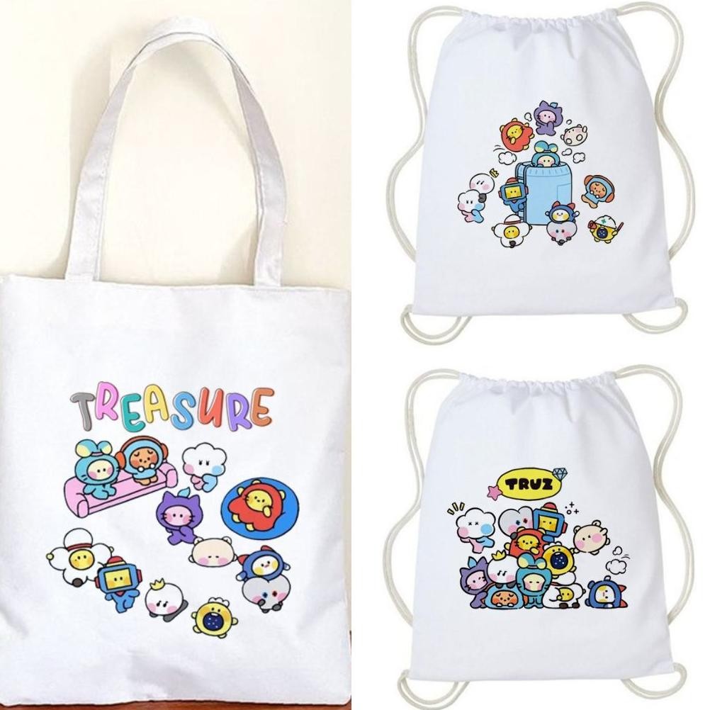 Totebag Tote Bag Truz Treasure Kpop Korea Lucu Tas Serut Kanvas Wanita Aesthetic