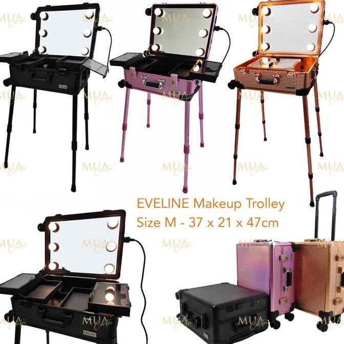Beauty Case / Troli Makeup / Koper Rias Kaca Lampu Eveline M