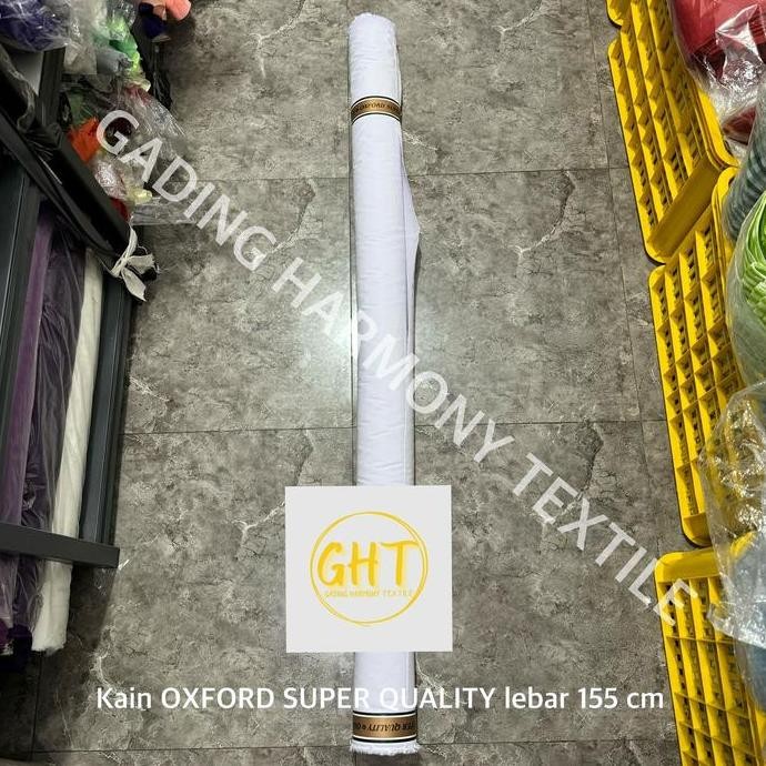 ( PER 1 ROLL ) KAIN OXFORD SUPER QUALITY LEBAR 155 CM PUTIH LEMBUT KATUN POLYESTER BAHAN BAJU KEMEJA