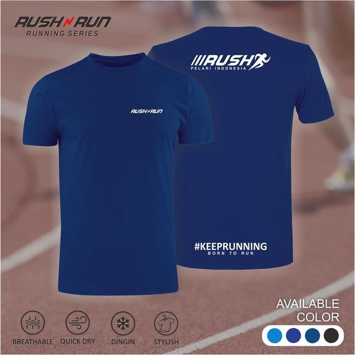 AT Kaos Olahraga Running Pria Baju Lari Runing Sport Pelari Indonesia by Rush n Run