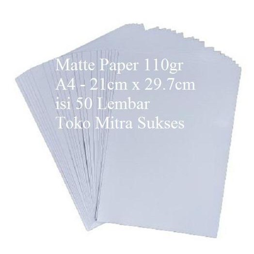 

new !!! Kertas Matte Paper Inkjet 110gsm A4 isi 50 Lembar