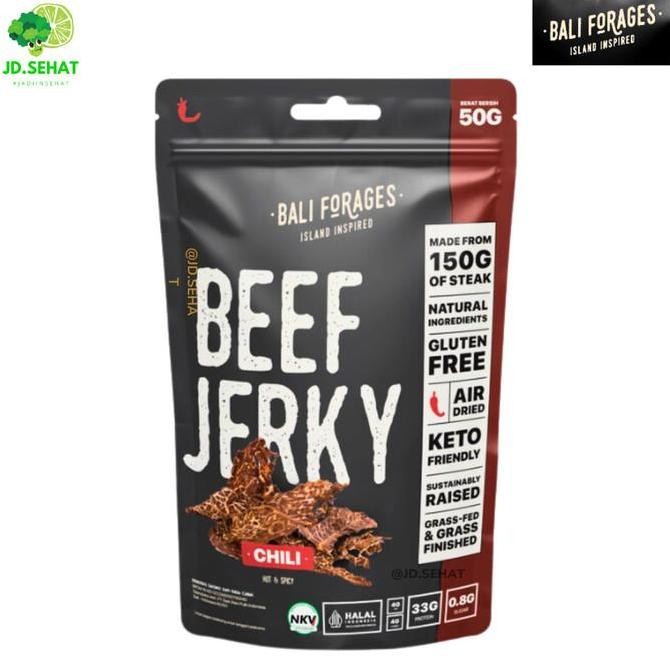 

Beef Jerky BALI FORAGES Dendeng ala Amerika Chili Air Dried Protein