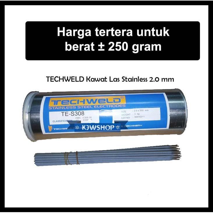 DISKON KAWAT LAS STAINLESS STEEL 2.0 MM X 250MM TECHWELD KAWAT LAS STAINLESS 2,0MM KAWAT STAINLESS 2
