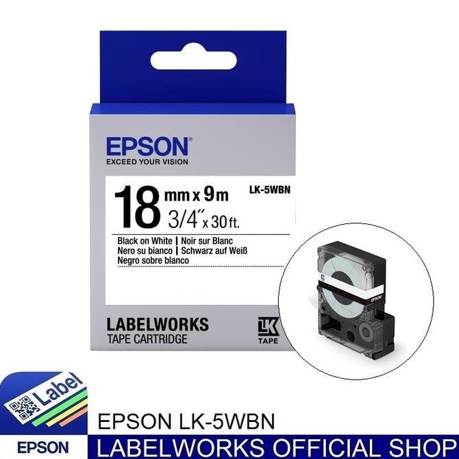 

Epson Label 18Mm Black On White 9M Labelworks Tape Cartridge Lk-5Wbn New Stok