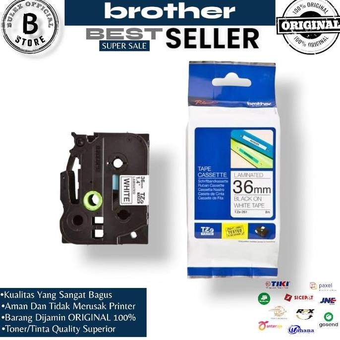 

Brother Label Tape Tze-261 36Mm Black On White Tze 261 New Stok