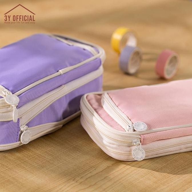 

NEW 3Y Angoo macaron window Pencil Case kotak pensil tempat makeup gaya korea besar Alat Stationery