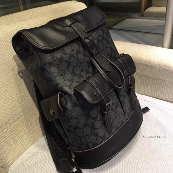 TS COACH HUDSON BACKPACK IN SIGNATURE CANVAS BLACK COPPER FINISH