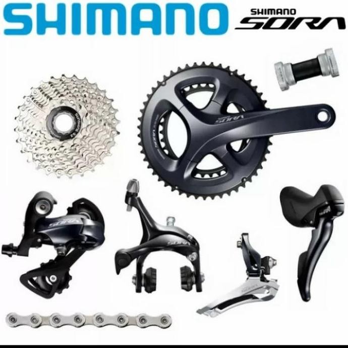 TERLARIS - Groupset shimano sora r3000 50/34t sprocket 11-34t brifter stang balap