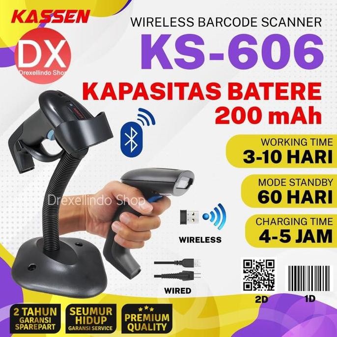 Bar Scanner Bluetooth 2D Kassen Ks606 Kassen Ks-606 With Stand New Stok