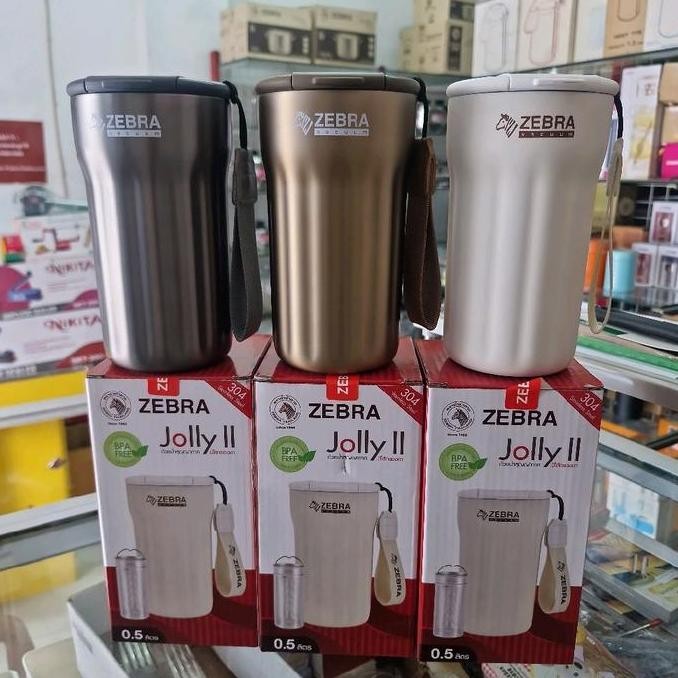 TERMURAH - 912709 Vacuum Mug w/ Filter Jolly II 500ml, SUS 304, Zebra made in Thailand, Warna Gold S