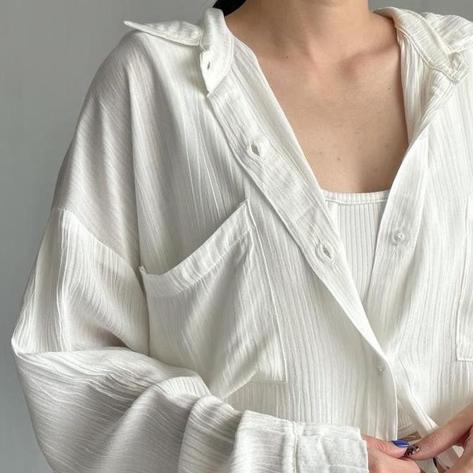 SIVALI Lyla Top - Loose Oversize Shirt baju panjang Rayon Wanita Atasan Crinkle