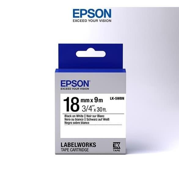 

Epson Label Pita Lk-5Wbn 18Mm Black On White New Stok