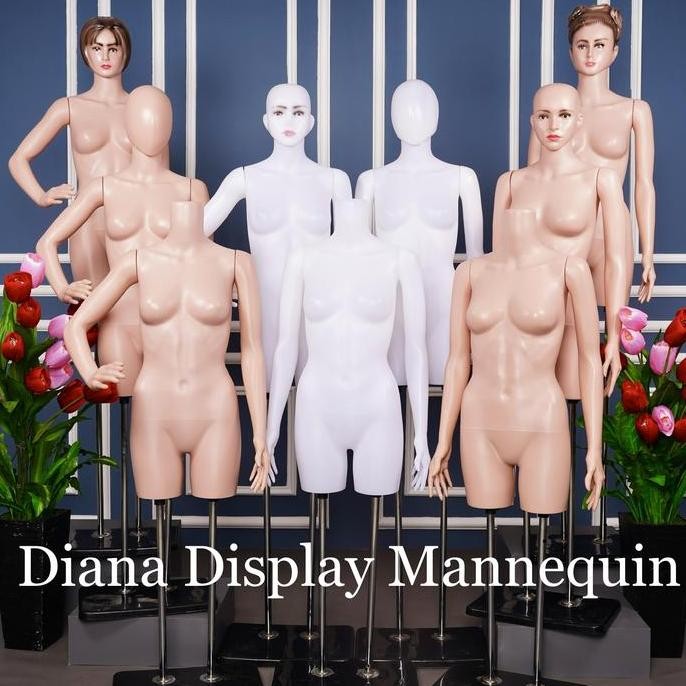 MANEKIN BODYFIT WANITA PLASTIK + TIANG - PATUNG BAJU ATASAN, DRESS, KEBAYA, CELANA ASLI