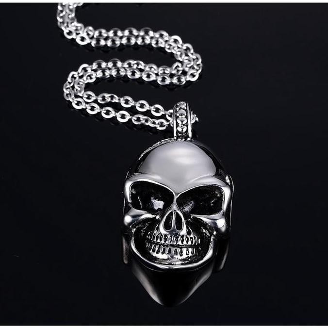 Produk Terbaru - Kalung Rantai Pria Wanita Titanium Liontin Tengkorak Skull Premiumk251